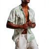 Mens Hawaiian Shirt Polyester Tropical Print Short Sleeve-1