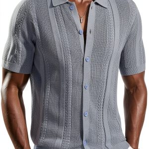 PJ PAUL JONES Mens Knit Button Down Shirt Soft Stretch-0