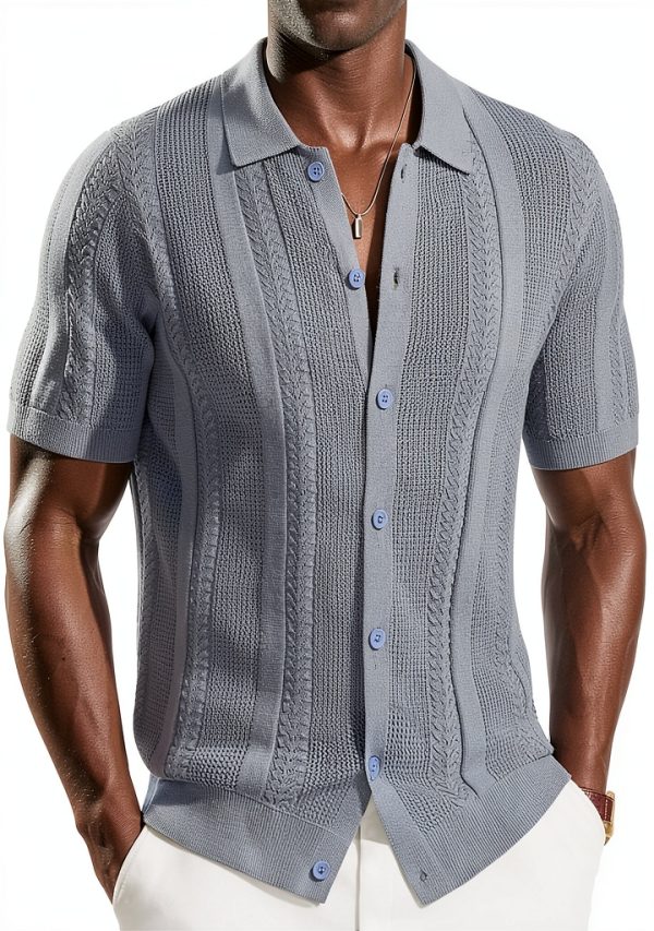 PJ PAUL JONES Mens Knit Button Down Shirt Soft Stretch-0