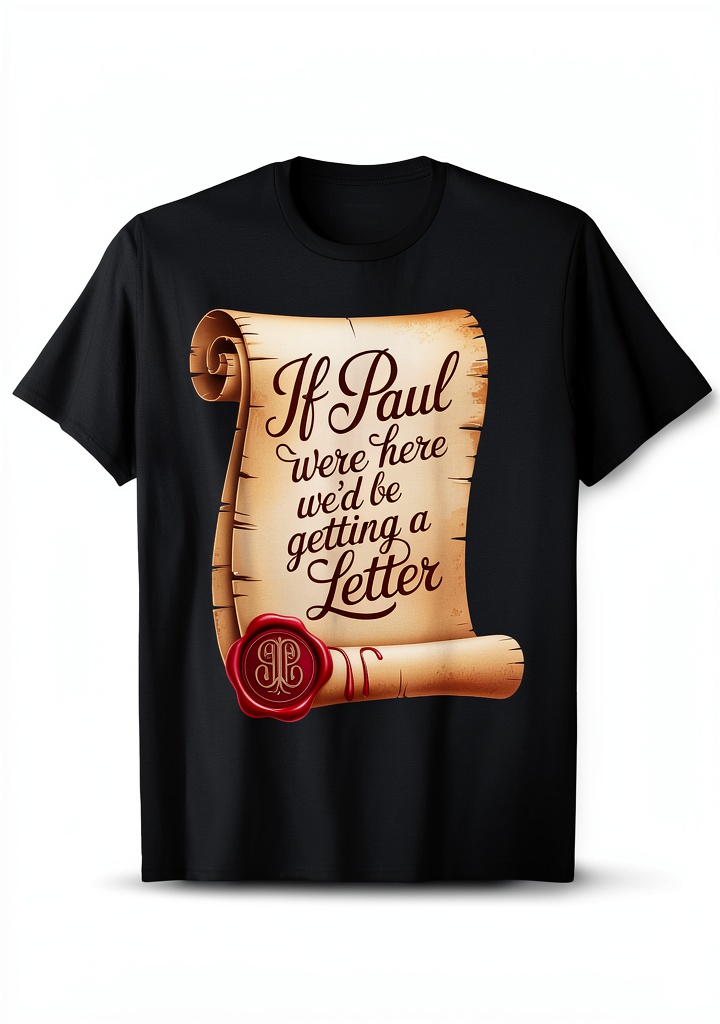 Paul Letter Tee worn in a casual church setting