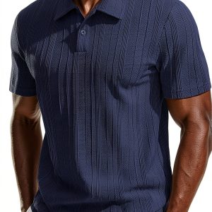 Men's Polo Shirt Soft Pique Knit Classic Collar Versatile-0