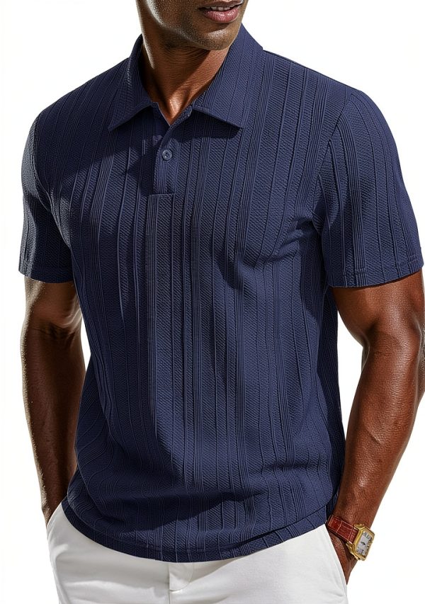 Men's Polo Shirt Soft Pique Knit Classic Collar Versatile-0