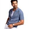 PJ PAUL JONES Mens Knit Button Down Shirt Soft Stretch-2