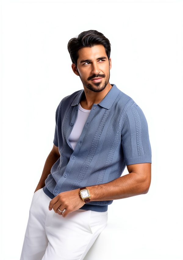 PJ PAUL JONES Mens Knit Button Down Shirt Soft Stretch-2