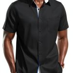 Mens Silk Button Down Shirt Premium Fabric Easy Care-0
