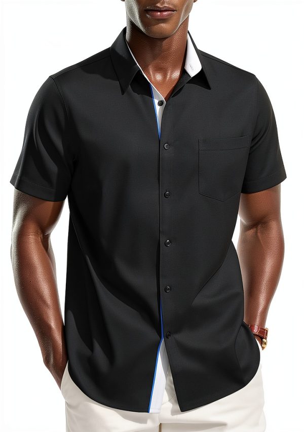 Mens Silk Button Down Shirt Premium Fabric Easy Care-0