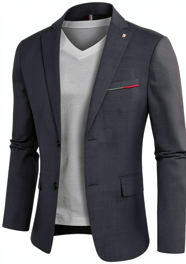 Mens Navy Blue Blazer Lightweight Fabric Removable Brooch-5
