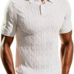 PJ PAUL JONES Mens Textured Knit Polo Shirts Lyocell Fabric-0