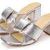 PAUL GREEN Womens Slide Sandals Leather Lined Aluminium-0