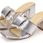 PAUL GREEN Womens Slide Sandals Leather Lined Aluminium-0