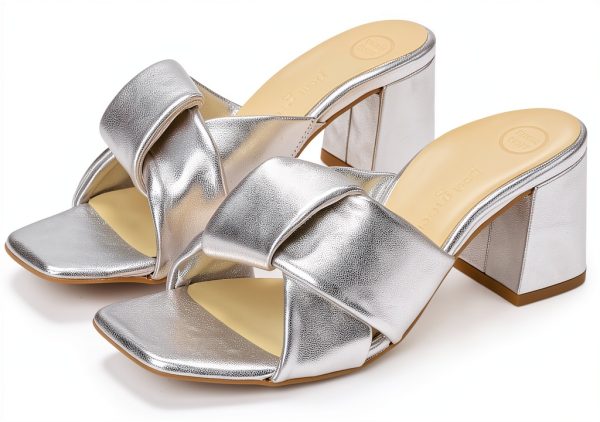 PAUL GREEN Womens Slide Sandals Leather Lined Aluminium-0