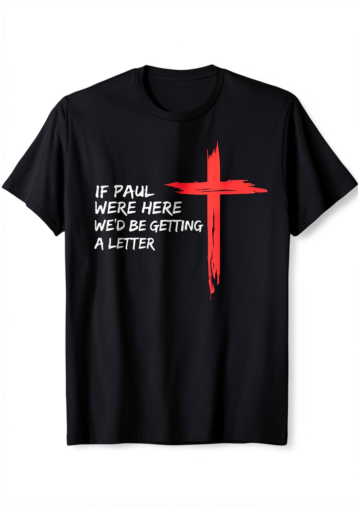 Christian quote t-shirt featuring If Paul Were Here design displayed flat