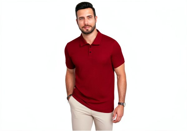 Mens Textured Polo Shirt Soft Fabric Classic Design Colors-6