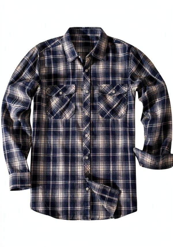 Mens Flannel Shirt Buffalo Plaid Long Sleeve Button Down-4