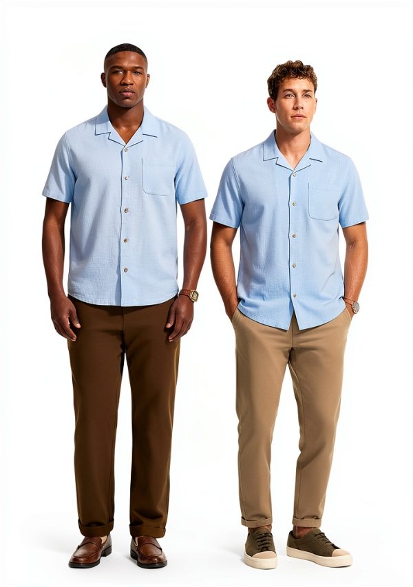 Mens Linen Cotton Cuban Shirt Casual Short Sleeve Button-5
