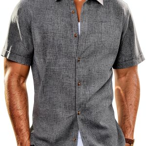 Mens Button Down Shirt Premium Fabric Classic Collar Design-0