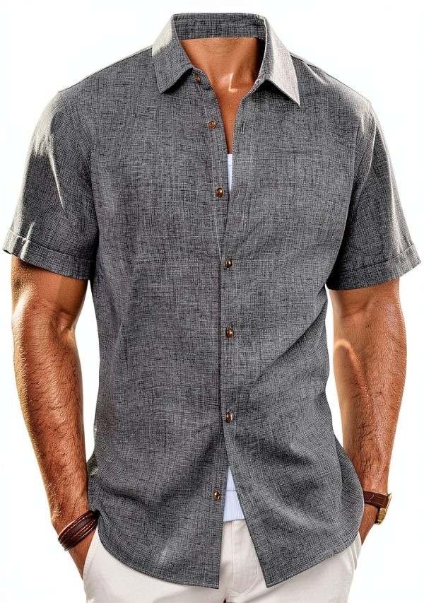 Mens Button Down Shirt Premium Fabric Classic Collar Design-0