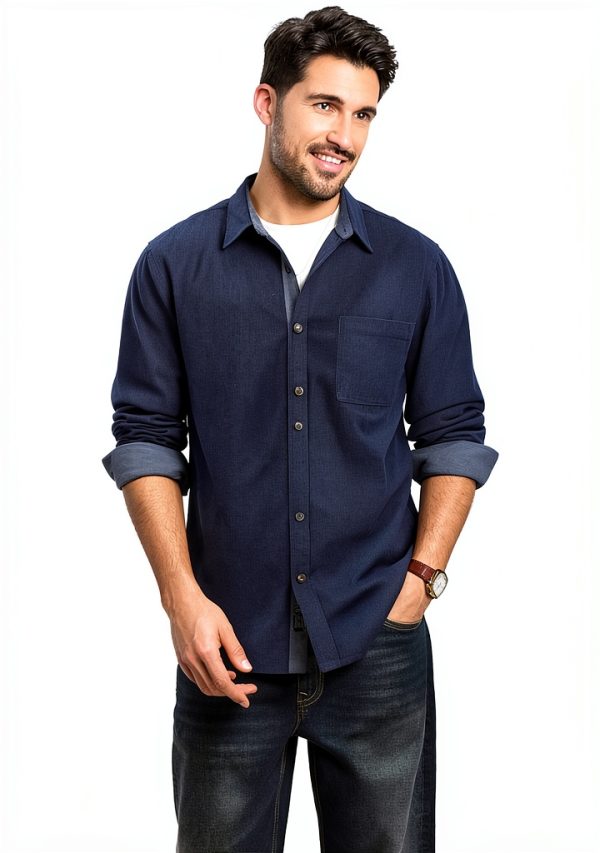 Mens Corduroy Button Down Shirt Soft Wrinkle Resistant-3