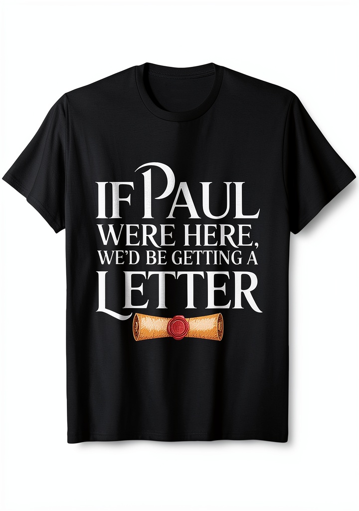 Funny Christian Bible Quote T-shirt showcasing the witty Apostle Paul design on a person