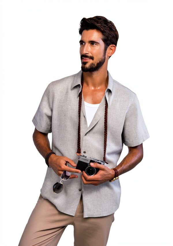 Mens Button Down Shirt Premium Fabric Classic Collar-1