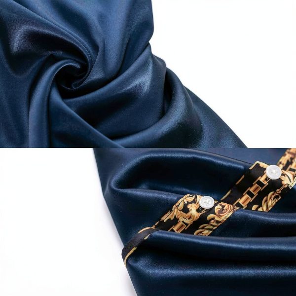 Mens Satin Silk Hawaiian Shirt Short Sleeve Button Down-3