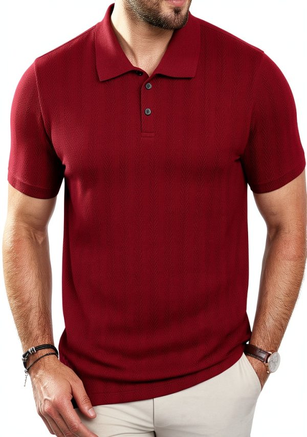 Mens Textured Polo Shirt Soft Fabric Classic Design Colors-1