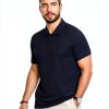 Mens Textured Polo Shirt Soft Fabric Classic Design Multiple-2