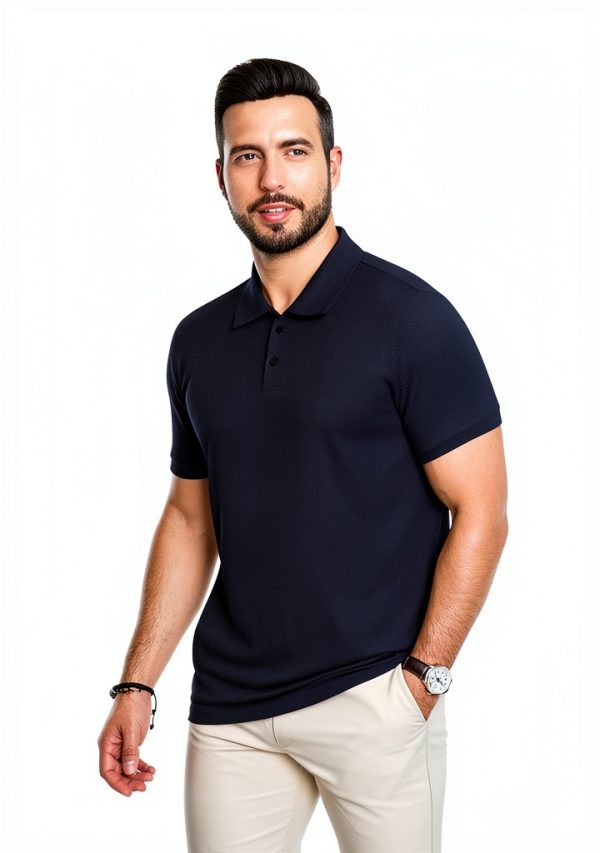 Mens Textured Polo Shirt Soft Fabric Classic Design Multiple-2