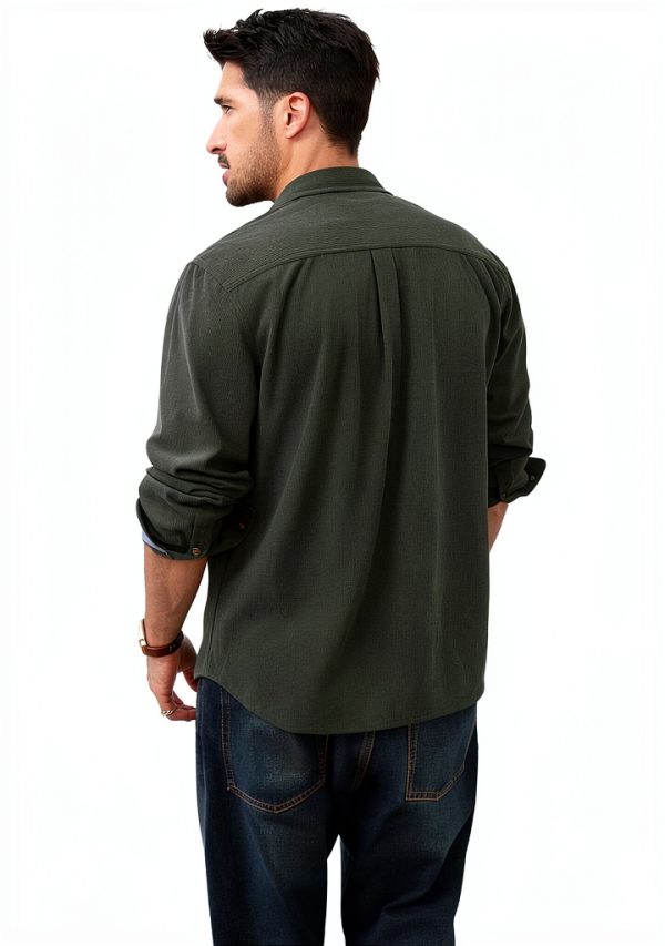 Mens Corduroy Button Down Shirt Soft Wrinkle Resistant Long-4