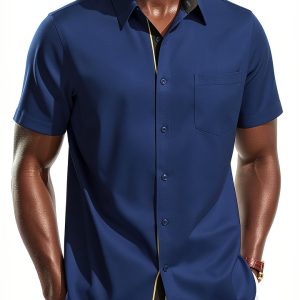 Mens Silk Button Down Shirt Premium Fabric Multiple Colors-0
