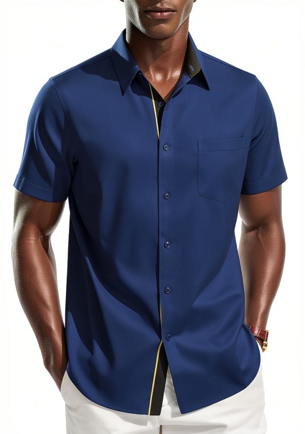 Mens Silk Button Down Shirt Premium Fabric Multiple Colors-0