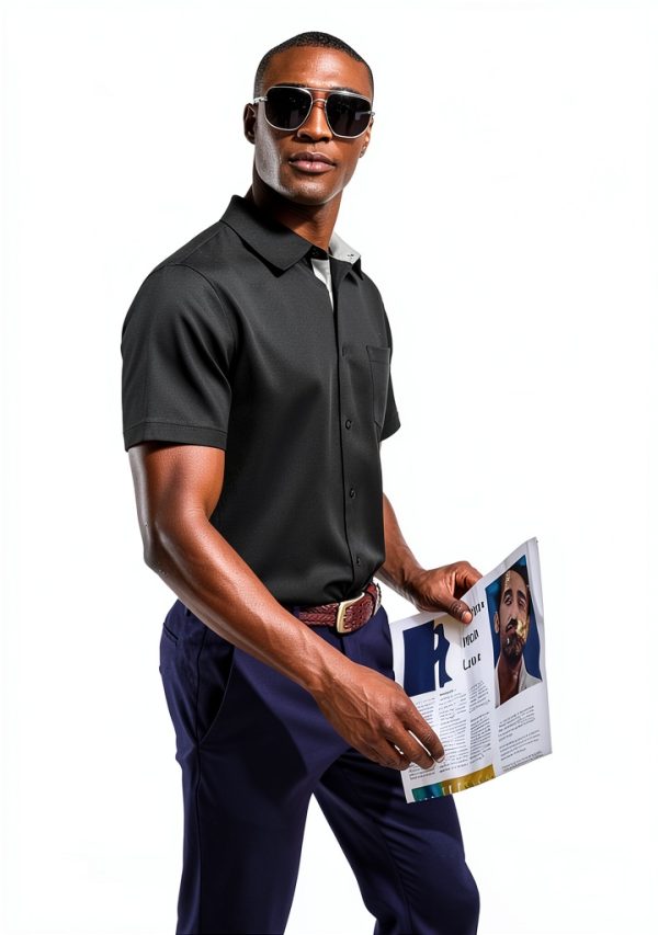 Mens Silk Button Down Shirt Premium Fabric Easy Care-3