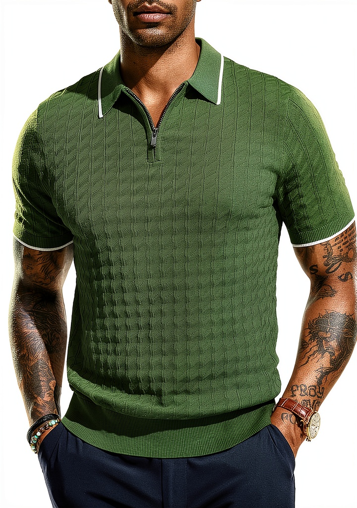 PJ Paul Jones mens knit polo shirt in Dark Blue color