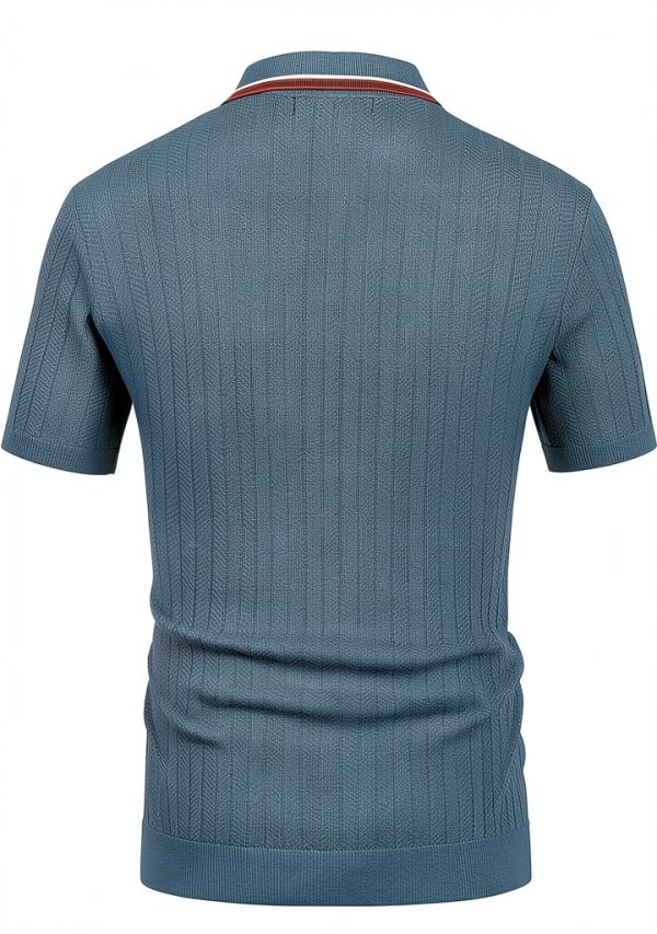 Mens Polo Shirt Viscose Herringbone Texture Golf Casual Wear-3