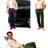 Mens Linen Pants Soft Breathable Casual Wear Multiple Colors-5