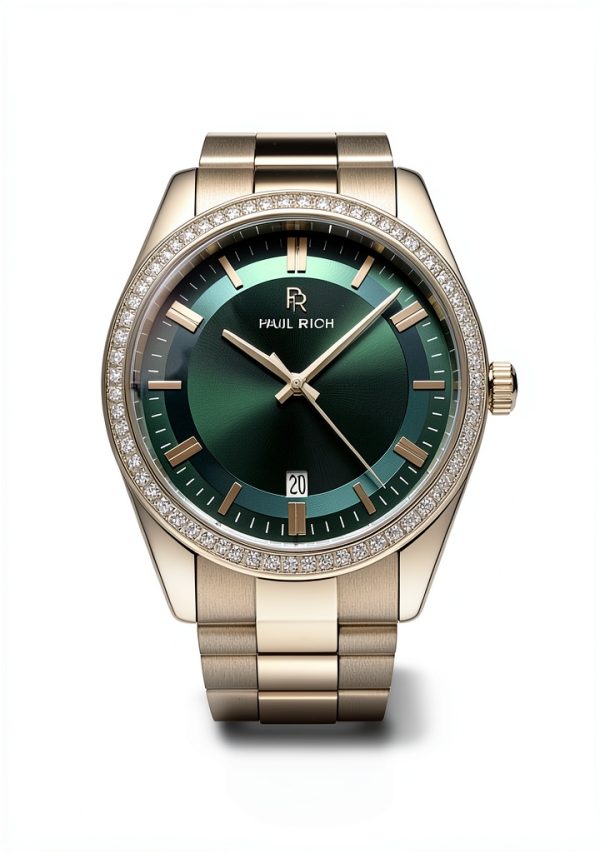 Paul Rich Mens Watch Green Dial Quartz Movement Gold Silver-3