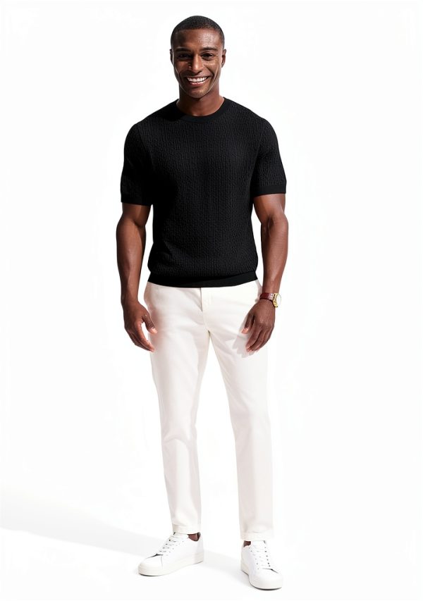PJ PAUL JONES Mens Textured Knit Shirt Hollow Out Design-1
