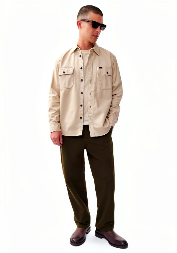 Mens Casual Pants Lightweight Stretch Twill Dark Green-4