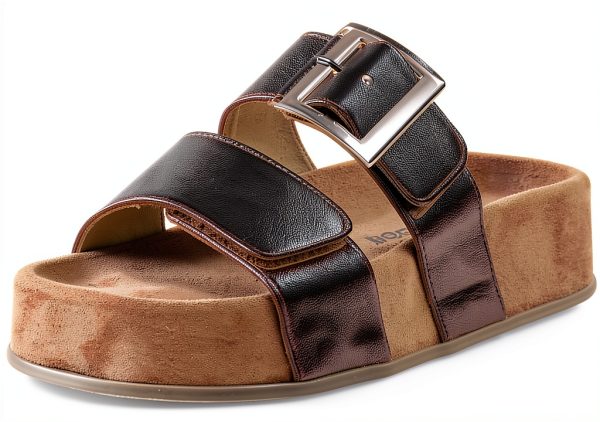 Paul Green Womens Gold Vegan Leather Sandals Size 7-0