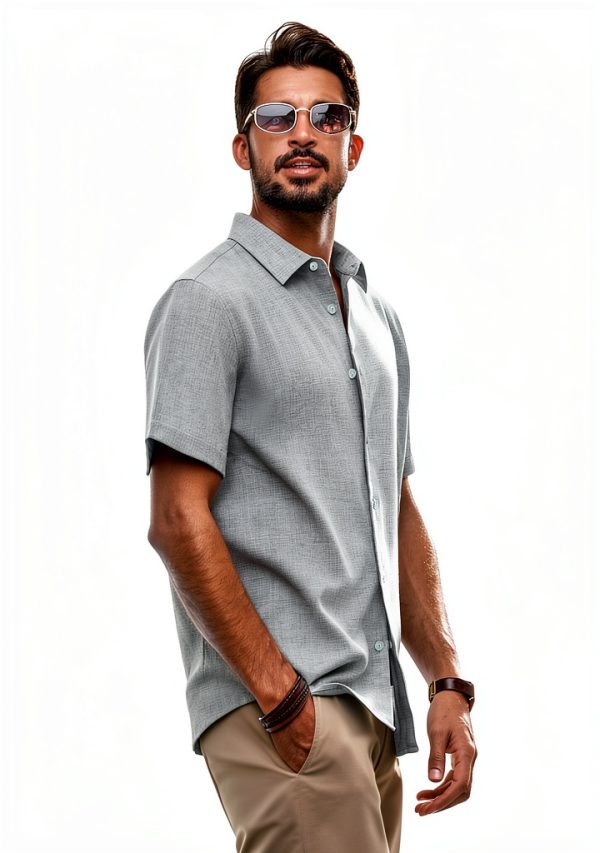 Mens Button Down Shirt Premium Fabric Classic Collar Design-2