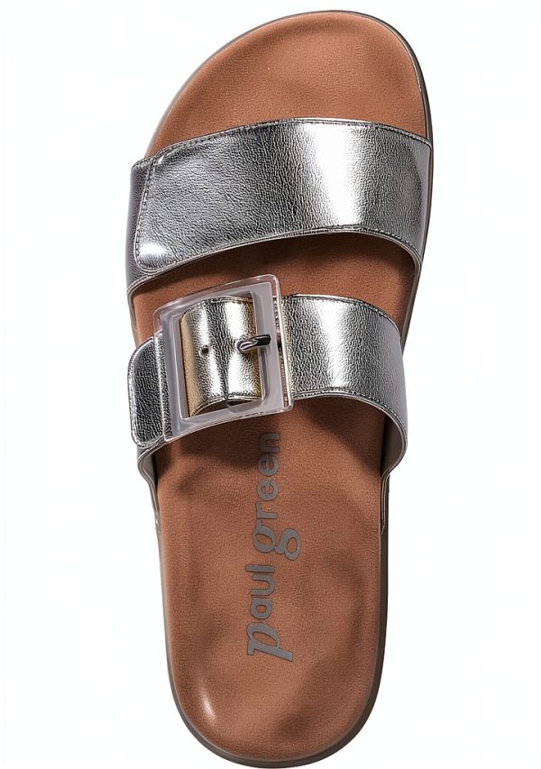 Paul Green Womens Gold Vegan Leather Sandals Size 7-5