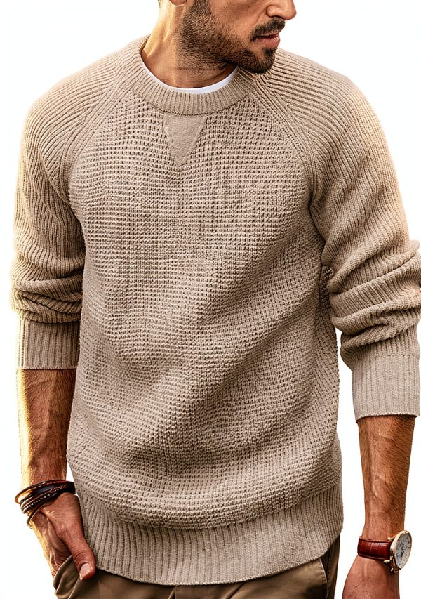 PJ Paul Jones Mens Waffle Sweater Soft Knit Crewneck-0