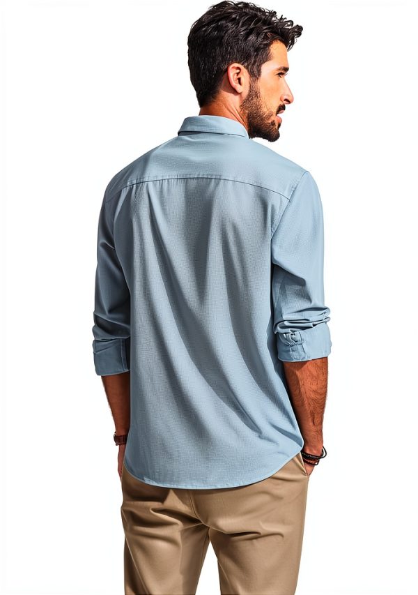 Mens Button Down Shirt Wrinkle Free Stretch Long Sleeve-6