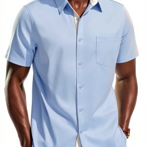 Mens Silk Button Down Shirt Premium Fabric Multiple Colors-0
