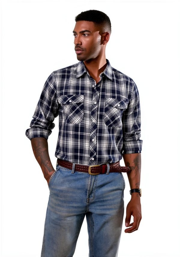 Mens Flannel Shirt Buffalo Plaid Long Sleeve Button Down-1