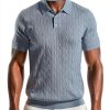 PJ PAUL JONES Mens Textured Knit Polo Shirts Lyocell Fabric-5