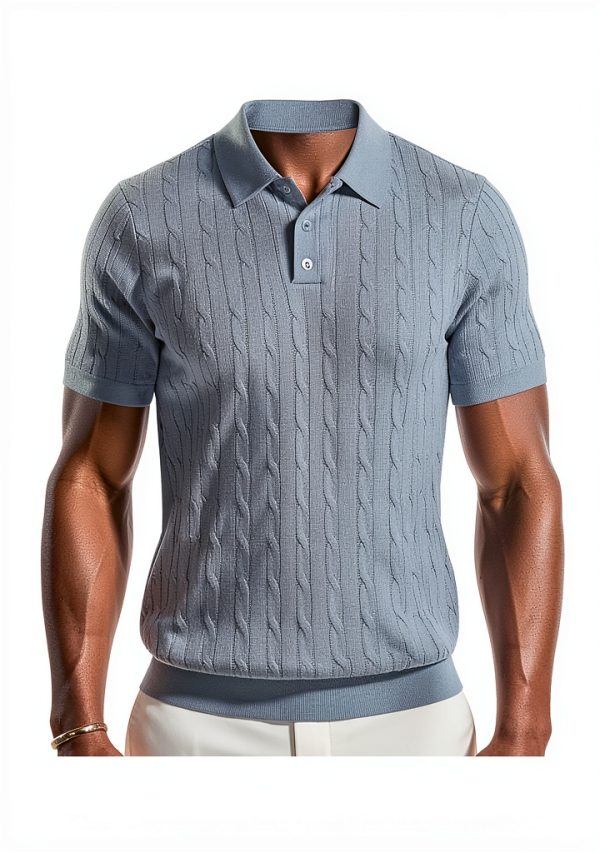 PJ PAUL JONES Mens Textured Knit Polo Shirts Lyocell Fabric-5