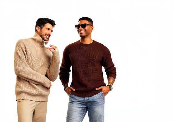 PJ Paul Jones Mens Waffle Sweater Soft Knit Crewneck-4