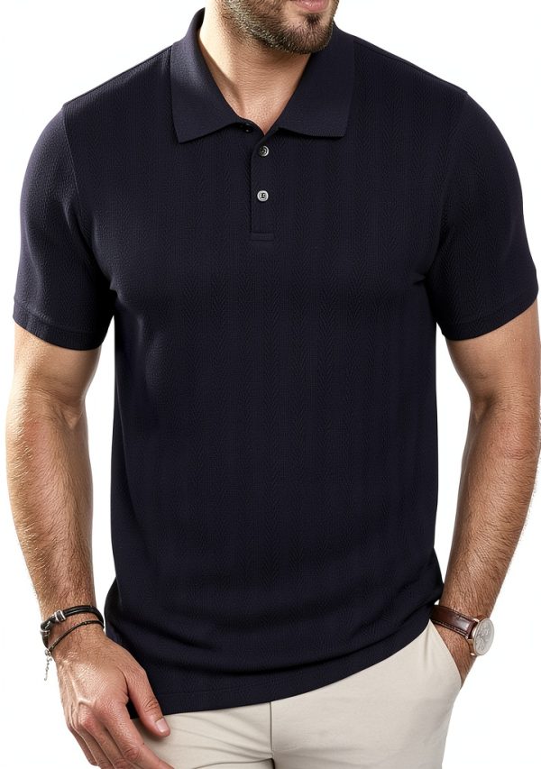 Mens Textured Polo Shirt Soft Fabric Classic Design Multiple-1