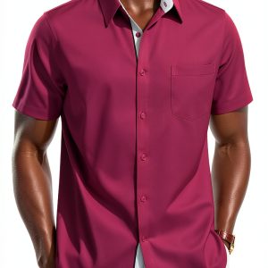 Mens Silk Button Down Shirt Premium Fabric Multiple Colors-0